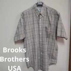 BrooksBrothers　USA 半袖シャツ　ベージュ　ブラウン