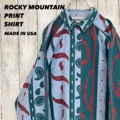 80sヴィンテージUSA製古着ROCKY MOUNTAIN総柄ペイズリーシャツ女