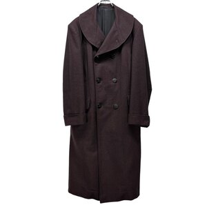 Yohji Yamamoto Pour Homme 【men4186I】 88AW ビッグショールカラーウールコットンダブルブレストロングコート Archive 80s 90s AR