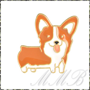 [BROOCH] Lapel Pin Puppy Dog エナメル彩色 可愛い子犬 ジャケット スーツ襟PINS ピンブローチ (コーギー)