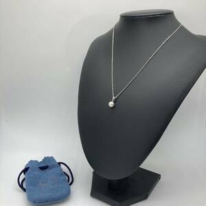 (保管品) MIKIMOTO ミキモト アコヤパール 一粒 真珠 ネックレス SILVER シルバー 6.7mm 保存袋 (K1)