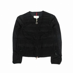 モンクレール MONCLER RUBINA GIUBBOTTO ナイロン ボーダー ブルゾン クルーネック ジップアップ ジャケット 1 S 黒 ブラック ur52