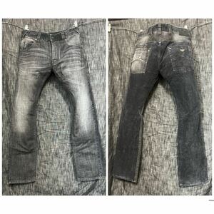 ARMANI JEANS コーデュロイドッキングブラックデニム　33 メンズ　L