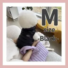 犬服　犬の服　ダウン　ベスト　防寒　ブラック　黒　可愛い　シンプル　軽量　M