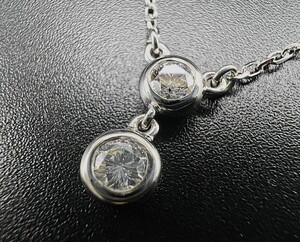 美品 MIKIMOTO ミキモト K18WG 750 ダイヤモンド 2P 0.22 ネックレス アクセサリー パ-N141691-1752-34