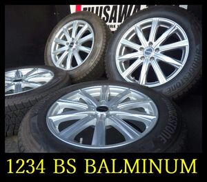 ホ冬【1234】★T0805314●BS BALMINUM●18x7.5J 5穴 PCD114.3 +42● 2020年製 BS DM-V3 225/60R18●4本 エクストレイル　RAV4 など