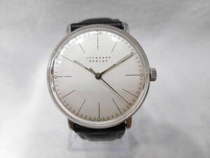 ◇JUNGHANS design メンズ 腕時計 革ベルト 手巻き ホワイト 27.3700　USED品　箱無し