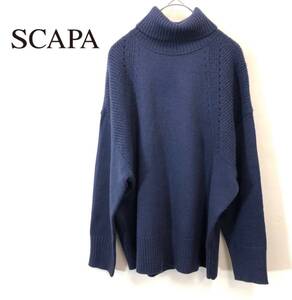 1I2289-O◆SCAPA スキャパ タートルネックニット セーター ◆size40 ネイビー ウール100