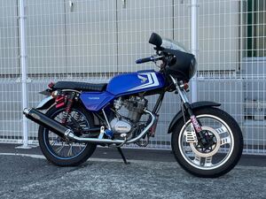 愛媛県より CB125JX 6V カフェレーサー カスタム フロントCBX125F 油圧ディスク マフラー オイルクーラー ビキニカウル マーシャルライト