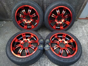 ハイエース 200系 HELIOS HS-08 ホイールタイヤ4本セット 18x7.5J+35 中古品