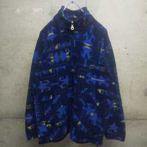 90s USA製 LANDS END / ランズエンド フリース women S 総柄 vintage ヴィンテージ ビンテージ 古着 used