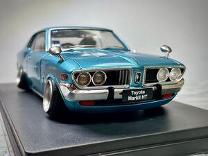 国産名車コレクション1/24 TOYOTA マークII HT L アオシマ製14インチ ワタナベ深リムホイール 車高短 旧車 改造車 検ハコスカ ケンメリ