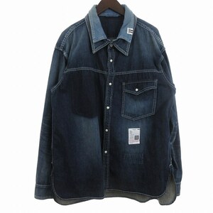 ミハラヤスヒロ MIHARA YASUHIRO 23AW ダブルレイヤードデニムシャツ 長袖 コットン J11SH021 インディゴ 青 48 M位 メンズ