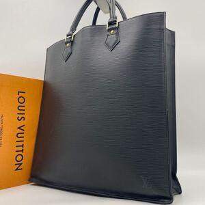 1円【美品】ルイヴィトン LOUIS VUITTON ハンドバッグ トートバッグ 手提げ エピ 革 黒 サックプラ A4 PC 書類鞄　レザー メンズ ビジネス