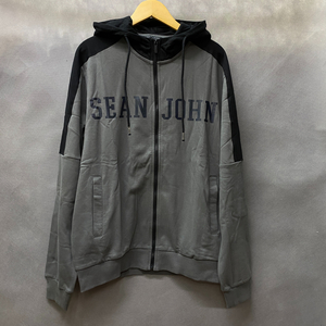 2XL ショーンジョン SEANJOHN ジップアップ パーカー Raglan ラグラン袖 ミディアム グレー ヘザー 正規品 タグ付き HIPHOP パフダディ