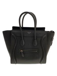 CELINE◆トートバッグ/レザー/BLK//