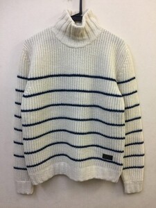 [100]BUENAVISTAブエナビスタ/HIGH NECKED KNITハイネックニット/WHITE x BLUE STRIPE/サイズM【国内正規品/新品未使用/定価以下】