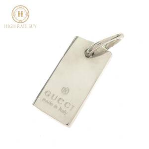 1円スタート GUCCI グッチ ペンダントトップ ロゴ プレート SV925 スターリングシルバー SILVER ネックレス スクエア ブランドアクセサリー