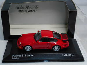 ☆1円始レアPMA-Minichamps ☆ 1/43ポルシェPorsche 911 Turbo 1990 india red　☆231124