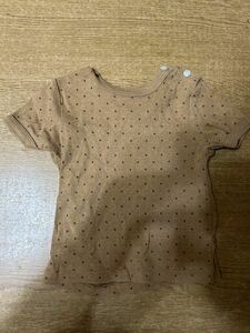 fas カラメル色ドット柄Tシャツ 80