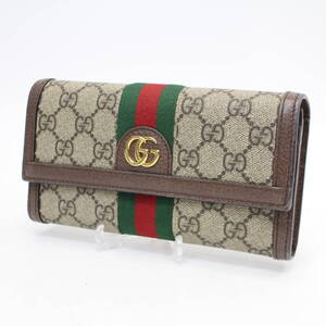 465)【1円スタート♪/美品】GUCCI グッチ オフィディアGG コンチネンタル ウォレット 長財布 PVC レザー ゴールド金具