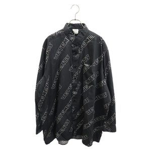 VETEMENTS ヴェトモン 18SS Logo Patterned Oversized Shirt ロゴプリント 総柄 オーバーサイズ 長袖シャツ ブラック MSS18SH16