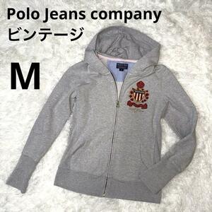 POLO JEANS ポロジーンズ　ジップアップパーカー 裏毛 　グレー　王冠　Mサイズ