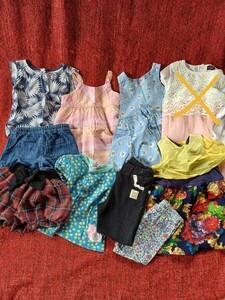 古着 ◆ 子供服女の子 9点 ◆GAP/ワンピース/スパッツ/ハーフパンツ/.90.95.100サイズ/キッズ/ガール/まとめ/花柄