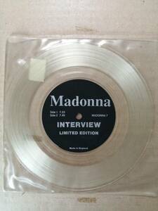 【7" クリアヴィニール】Madonna Interview インタビュー・レコード UKオリジナル限定盤　マドンナ