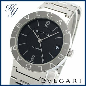 1円～ 3ヶ月保証付き 磨き済み 美品 本物 定番 人気 BVLGARI ブルガリ BB33SS AUTO ロゴ入り ブラック メンズ 時計