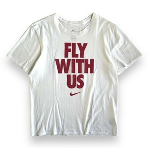 NIKE ナイキ DRI-FIT ドライフィット FLY WITH US プリント 半袖 コットン ポリエステル Tシャツ S/S トップス カットソー L ホワイト 白