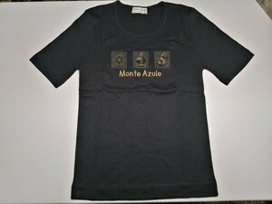 ■送料無料■新品未使用品 モンテアズール Monte Azule 半袖Tシャツ Mサイズ 女性服レディース服 ブラック黒色 カットソー可愛いおしゃれ■