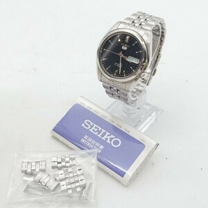 大村5月No.54 可動品 腕時計 SEIKO セイコー 7S26-01V0 シルバー系 黒文字盤 デイデイト セイコーファイブ ブランド時計