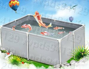 厚みのあるキャンバスの魚のいる池 ポータブル水貯蔵タンク PVC 折りたたみ式ペット犬パドリング プール ブラケット付き 1x1x0.7m グレー