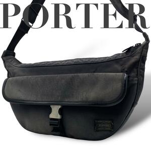 PORTER ポーター　ショルダーバッグ　ナイロン　ビニール　黒　ブラック