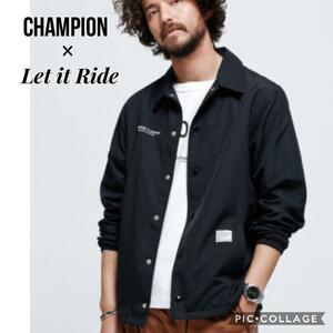 ★L/ナノユニバース×チャンピオンChampion×Let it Rideレットイットライド/コラボ別注/コーチジャケット/ナイロンブルゾン/ネイビー紺