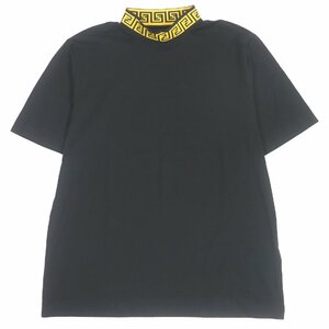 美品 FENDI フェンディ VERSACE 22SS FY1088 FENDACE 襟元ズッカ FFロゴ カットソー 半袖Ｔシャツ ブラック L イタリア製 正規品 メンズ