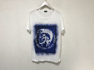 本物ディーゼルDIESELコットンロゴプリント半袖Tシャツ袖シャツストリートスケーターミリタリーアメカジビジネスサーフメンズ白ホワイト青M