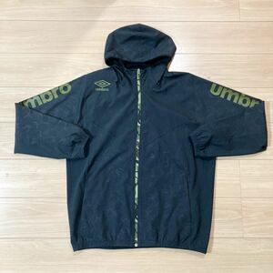 UMBRO アンブロ ナイロンパーカー ジップアップパーカー ウィンドブレーカー XOサイズ 黒 金 大きいサイズ サッカー フットサル