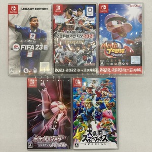 04wy4767△【1円～】Nintendo Switch ソフト5本セット [ポケモンシャイニングパール/スマブラ/パワプロ/プロスピ/FIFA] 中古品