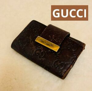 ☆ GUCCI ☆ グッチ ヴィンテージ GG レザー キーケース キーホルダー