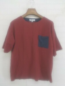◇ THE SHOP TK ザショップティーケー ポケット 半袖 Tシャツ カットソー サイズM レッド ネイビー系 メンズ P
