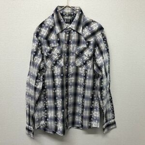 【一点物!】(No.976)【ABランク】タケオキクチ長袖シャツ(JP：Mサイズ程度)黒、花柄チェック