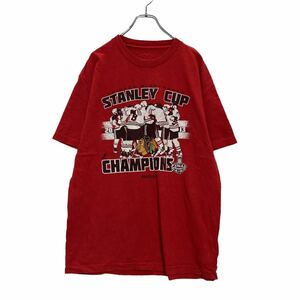 Reebok 半袖 プリント Tシャツ L レッド NHLPA ホッケー インディアンズ スポーツ 古着卸 アメリカ仕入 a508-5789