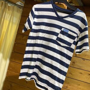 57 blue blue BLUE BLUE ブルーブルー　ボーダーTシャツ vネックボーダーtシャツ　20231004