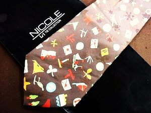 ♪23664C♪良品【手紙 星 木 城 標識 柄】ニコル【NICOLE】ネクタイ