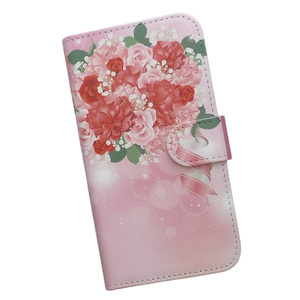 ZenFone　スマホケース 手帳型 プリントケース カーネーション バラ 薔薇 花柄 花束 キラキラ