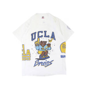 ビンテージ ～90s fruit of the loom ucla bruins 両面 マルチ プリント Tシャツ L usa製 クレイジー 白 art vintage tee カレッジ