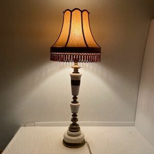 テーブルスタンド 照明 電気スタンド 寝室 ライト アンティーク　ビンテージ　布シェード　大型フロアランプ　銅製
