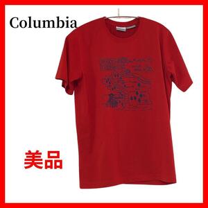 コロンビア　Columbia　半袖Tシャツ　赤色　プリントTシャツ　B191